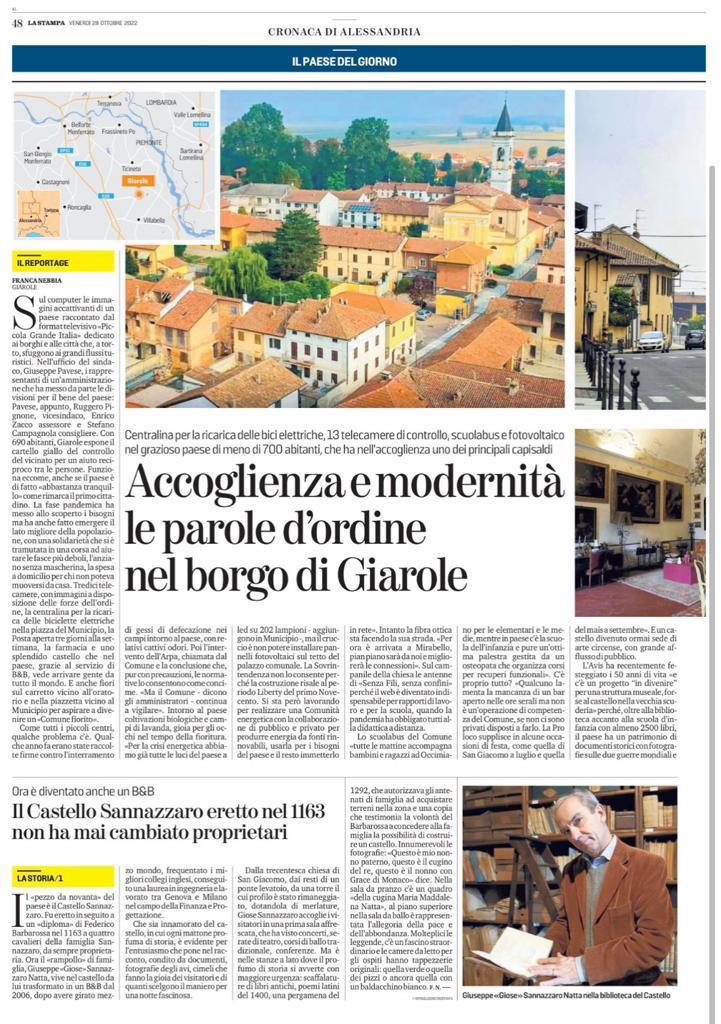 La Stampa - Giarole Il Paese del Giorno