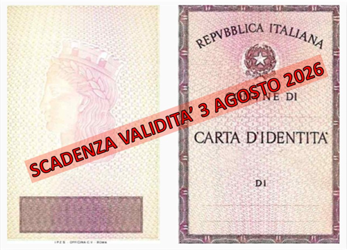 Scadenza validità delle carte d'identità cartacee